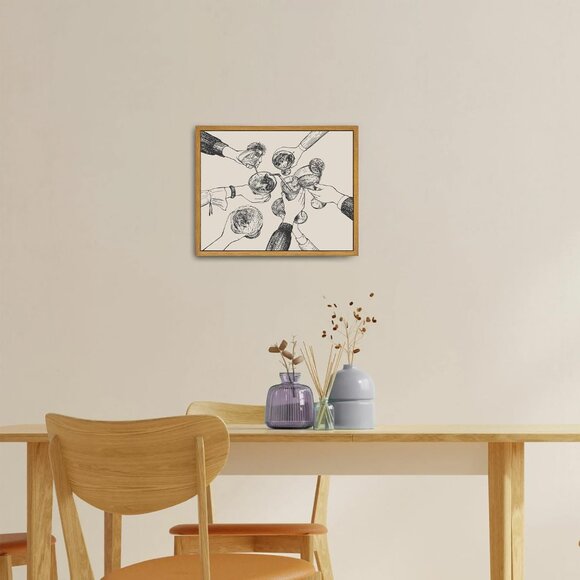 Framed Canvas Wall Art Vintage Print Paintings Cheers Sign Friends Clinking Drin - Picture 5 of 6